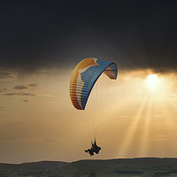 Buy canvas prints of Paraglider over Northumberland by David Irving