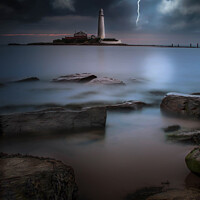 Buy canvas prints of Thunderstorm at St Marys Island by David Irving