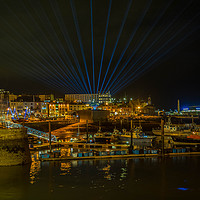 Buy canvas prints of laser light display over the harbour by Alan Glicksman