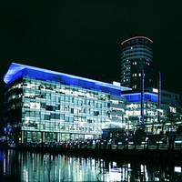 Buy canvas prints of Salford Quays At Night by Salvatore La Rocca