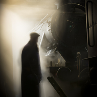 Buy canvas prints of Ghostly Engineman by Daniel Wigg