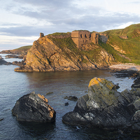 Buy canvas prints of  Solstice light at Findlater Castle by Andy Martin