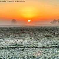 Buy canvas prints of winter sunrise over a frozen field by David Smith