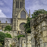 Buy canvas prints of Lincoln Cathedral And Bishops Palace Ruins by David Smith