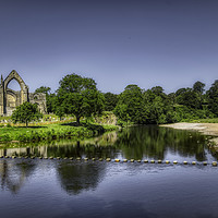 Buy canvas prints of Bolton Priory And Stepping Stones by David Smith