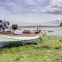 Buy canvas prints of Boat Overlooking Holy Island Harbour by David Smith