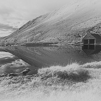 Buy canvas prints of A lonely boathouse on the shores of lock Muick by Nigel Higson