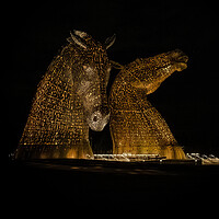 Buy canvas prints of Majestic Kelpies Rise at Dusk by Stephen Ward