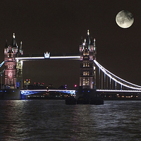 Buy canvas prints of Moonlit Tower Bridge in London.   by Stephen Ward
