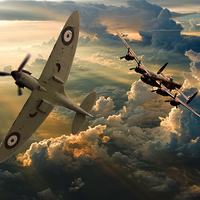 Buy canvas prints of  fighter escort by Stephen Ward