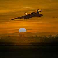 Buy canvas prints of Avro Vulcan  at Sunset  by Stephen Ward