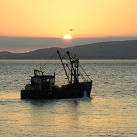 Buy canvas prints of  A Fishermans sunset on the silloth firth by pristine_ images
