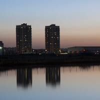 Buy canvas prints of High Rise Buildings and Reflections at dusk by Ayo Faleye