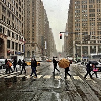 Buy canvas prints of  New York 8th Avenue on a winters day by Richard Daw