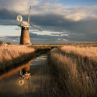 Buy canvas prints of  Evening Light Over St. Benet's Drainage Mill by Broadland Photography