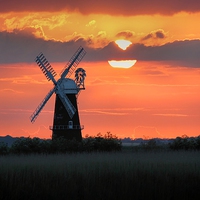 Buy canvas prints of  Sundown over Berney Arms by Broadland Photography