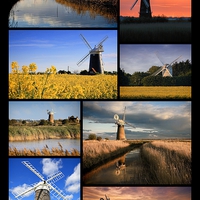 Buy canvas prints of  Montage of Norfolk Mills by Broadland Photography