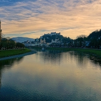 Buy canvas prints of  Salzburg on the River Salzach by Broadland Photography