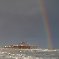 Buy canvas prints of Rainbow over the Pier by Artem Liss
