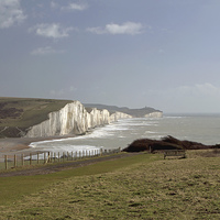 Buy canvas prints of  The Seven Sisters chalk cliffs in East Sussex by Michael Chandler