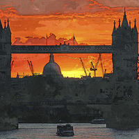 Buy canvas prints of  Tower Bridge sunset by Michael Chandler