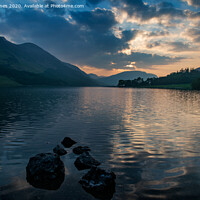 Buy canvas prints of  Sunset over Buttermere in the Lake District. by Peter Jones