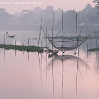 Buy canvas prints of Dawn fishing nets by Peter Jones