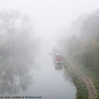 Buy canvas prints of Mist over the Grand Union Canal by Peter Jones
