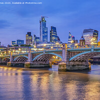 Buy canvas prints of Southwark Bridge in twilight. by Peter Jones