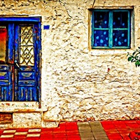 Buy canvas prints of Digital painting of a Turkish village street scene by ken biggs