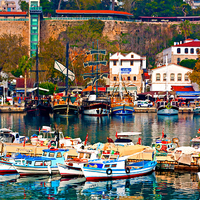 Buy canvas prints of Digital painting of Kaleici, Antalya's old town ha by ken biggs
