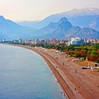 Buy canvas prints of Digital painting of the Turkish coastline resort o by ken biggs