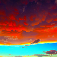 Buy canvas prints of A digital painting of Mammatus clouds at sunset by ken biggs