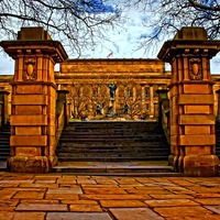 Buy canvas prints of A digitally converted painting of St Georges Hall  by ken biggs