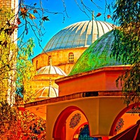 Buy canvas prints of Digital painting of a colouful Turkish Mosque by ken biggs