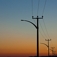 Buy canvas prints of Electric power lines against a dawn sky by ken biggs