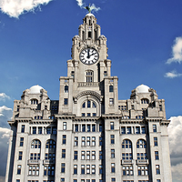Buy canvas prints of Liver Buildings on Liverpool waterfront by ken biggs