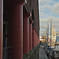 Buy canvas prints of Albert Dock and Liver Buildings Liverpool UK  by ken biggs