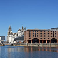 Buy canvas prints of Albert Dock and Liver Buildings Liverpool UK by ken biggs