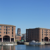 Buy canvas prints of Albert Dock and Angkican Cathedral  Liverpool UK by ken biggs