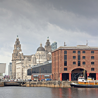 Buy canvas prints of Albert Dock and Liver Buildings Liverpool UK by ken biggs