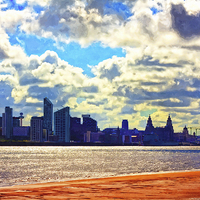 Buy canvas prints of A digitally constructed painting of Liverpool wate by ken biggs