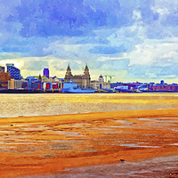 Buy canvas prints of A digitally constructed painting of Liverpool wate by ken biggs