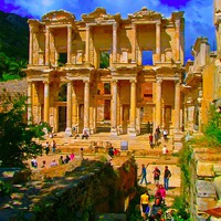 Buy canvas prints of The Library of Celsus in Ephesus by ken biggs