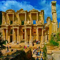 Buy canvas prints of The Library of Celsus in Ephesus by ken biggs