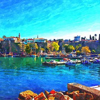 Buy canvas prints of Kaleici harbour in Antalya Turkey by ken biggs