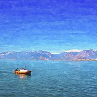 Buy canvas prints of  snow covered mountains in Antalya Turkey by ken biggs