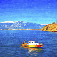 Buy canvas prints of snow covered mountains in Antalya Turkey by ken biggs