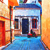 Buy canvas prints of cobbled back streets of Kaleici in Antalya Turkey by ken biggs