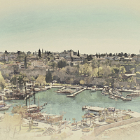 Buy canvas prints of  Kaleici harbor Antalya Turkey by ken biggs